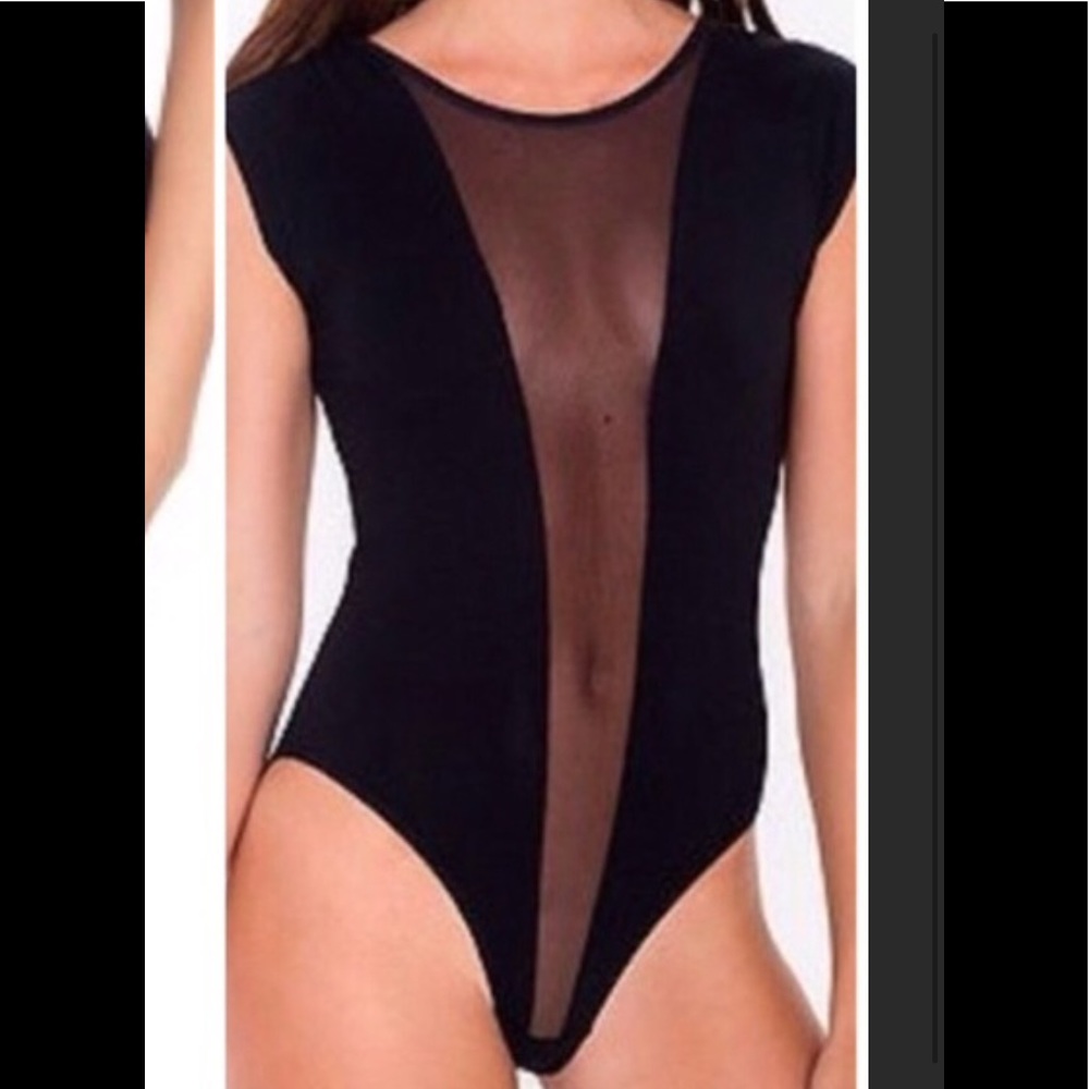 American Apparel Black sheer bodysuit- small.